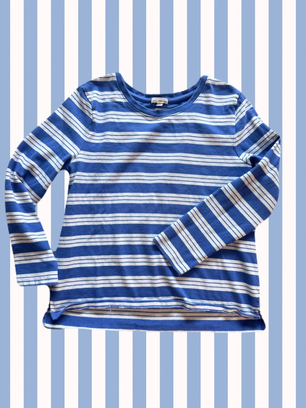 GAP- 100% cotton 2013 Long-Sleeve Blue & White Stripe Top